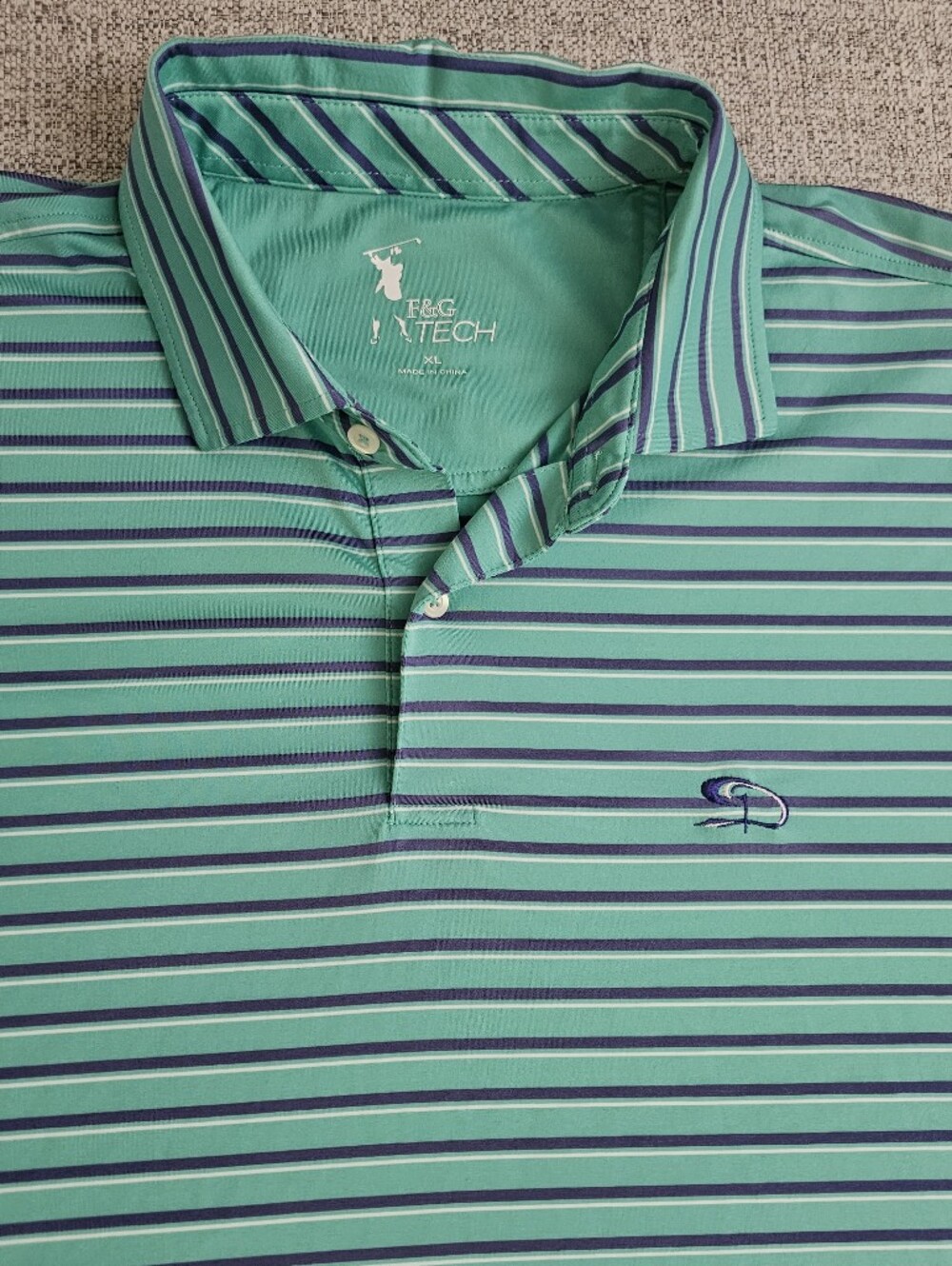 F&G Tech Green & Purple Stripe Men’s Polo Size 2xl Diamante Cabo San Lucas